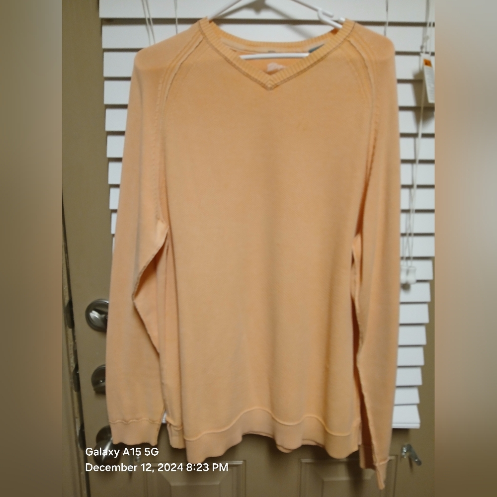 Tommy Bahamas Orange Sweater Long Sleeve 100% Cotton
